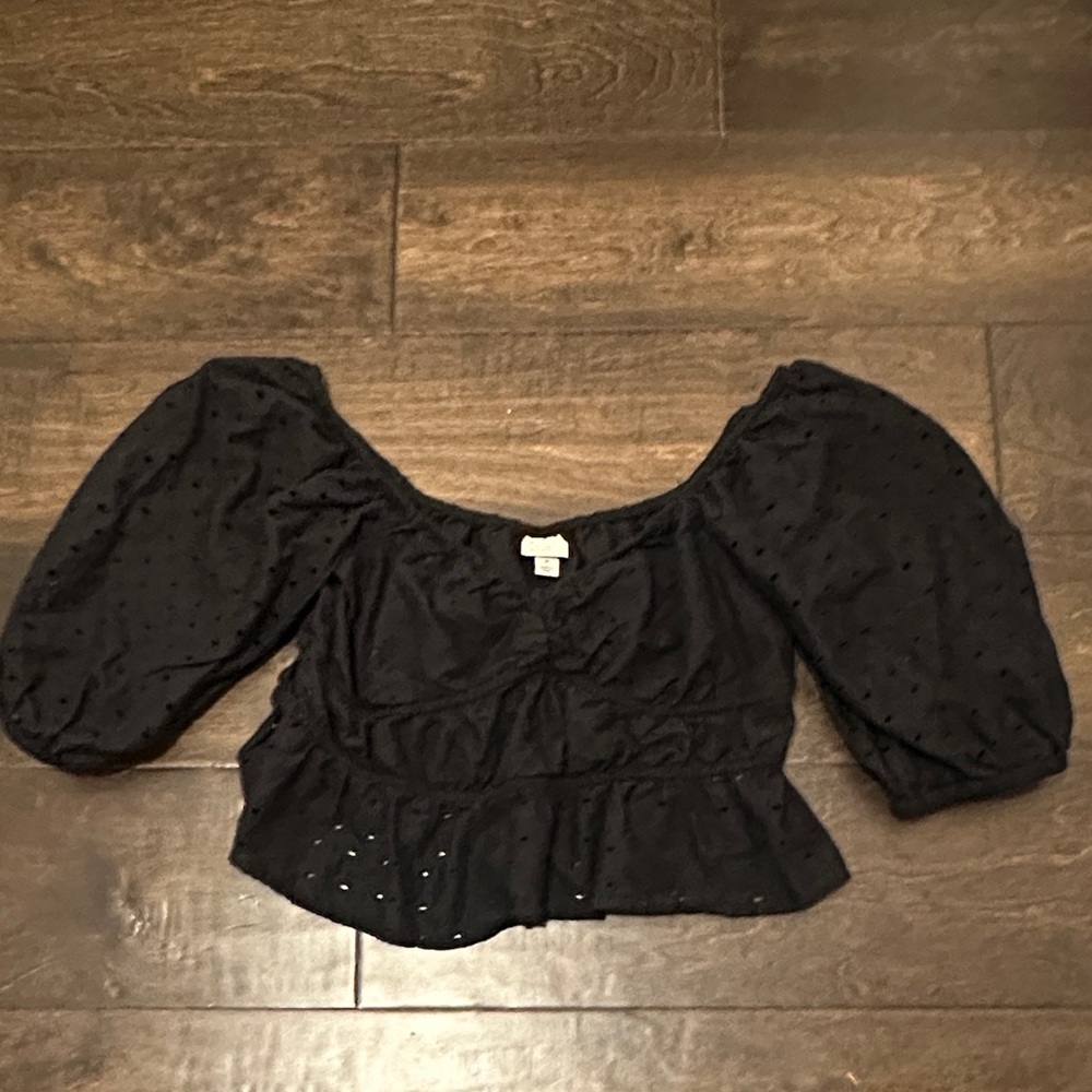 a new day Black Puff Sleeve Blouse